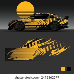 futuristic cyberpunk racing car stripe sticker decals for extreme sports, 2d illustration