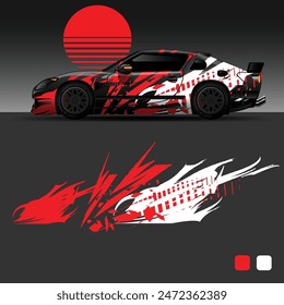 futuristic cyberpunk racing car stripe sticker decals for extreme sports, 2d illustration