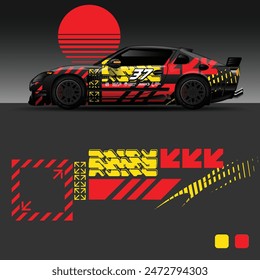 futuristic cyberpunk racing car stripe sticker decals for extreme sports, 2d illustration