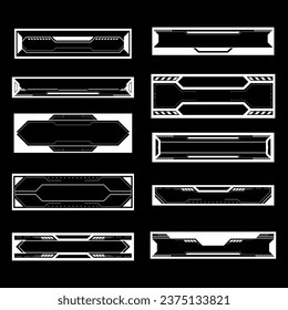 Futuristic cyberpunk sci fi interface element hud technology frame graphic vector design template	