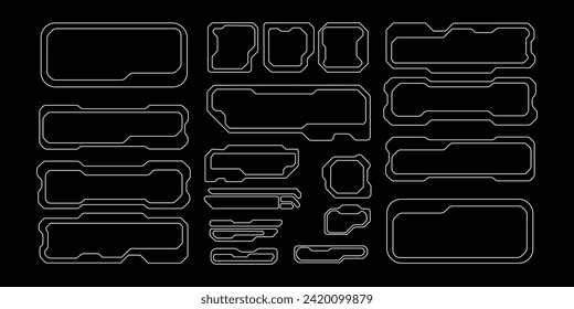 Futuristic cyberpunk sci fi interface element hud technology frame graphic vector design template	