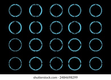 Futuristic cyberpunk sci fi interface element circle hud technology frame graphic vector design template