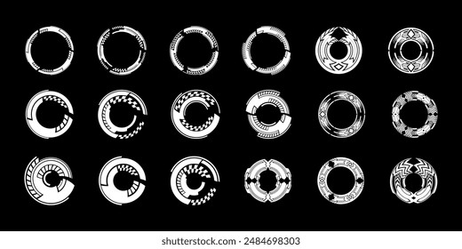 Futuristic cyberpunk sci fi interface element circle hud technology frame graphic vector design template