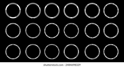 Futuristic cyberpunk sci fi interface element circle hud technology frame graphic vector design template