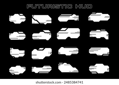 Futuristic cyberpunk sci fi interface element hud technology frame graphic vector design template