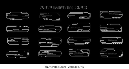 Futuristic cyberpunk sci fi interface element hud technology frame graphic vector design template