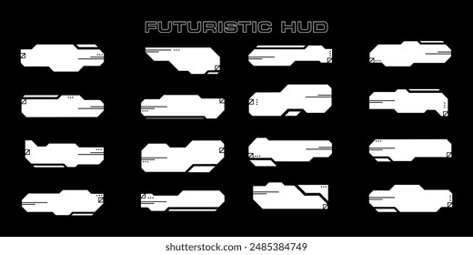 Futuristic cyberpunk sci fi interface element hud technology frame graphic vector design template