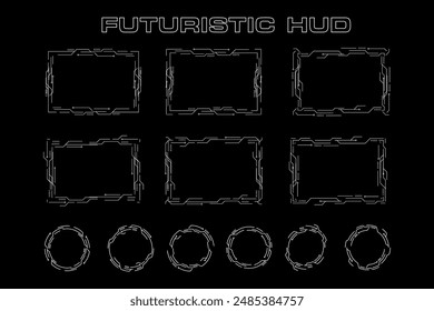 Futuristic cyberpunk sci fi interface element hud technology frame graphic vector design template