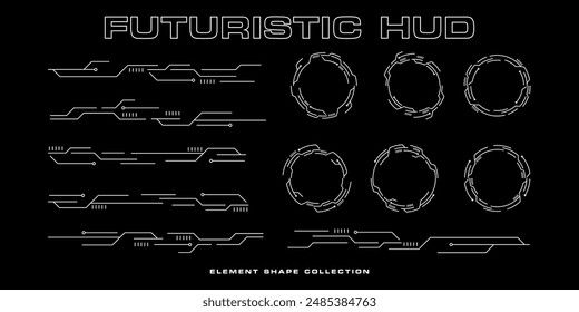 Futuristic cyberpunk sci fi interface element hud technology frame graphic vector design template