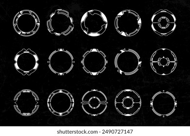 Futuristic cyberpunk sci fi interface element hud technology frame graphic vector design template