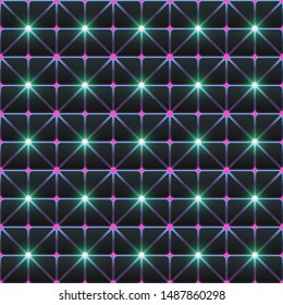 Futuristic cyberpunk texture. Abstract seamless geometric pattern. Cyberspace 3d effect background. Vector Illustration.