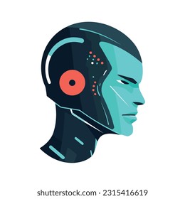 A futuristic cyborg avatar icon isolated
