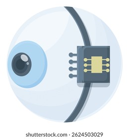 Futuristic cyborg eye concept illustration with robotic. Artificial intelligence. And advanced technology vector graphic design for cybernetic. Science fiction. And modern integrated circuit interface