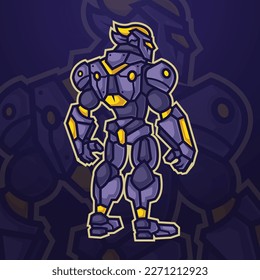 Futuristic cyborg robot mascot character Logo for e-sports tournament or gaming team