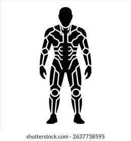 Futuristic Cyborg Silhouette Vector. High Tech Human Body Illustration.	
