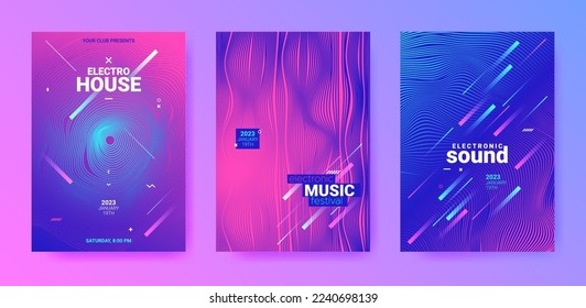 Futuristic Dance Posters. Electronic Sound Cover. Techno Party Flyer.