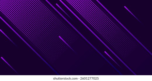 futuristic dark background with diagonal neon purple lines and halftone dot patterns. The sleek, high-tech design is ideal for digital themes, gaming, and modern graphics.