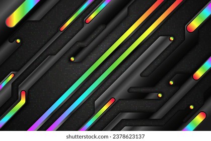 Futuristischer dunkler Hintergrund mit mehrfarbigen Streifen abstrakter Hintergrund für Gamer und Streamer