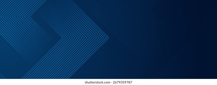 Fondo abstracto azul oscuro futurista con brillantes líneas de triángulo superpuestas, moderno patrón geométrico brillante ideal para diseños de tecnología.