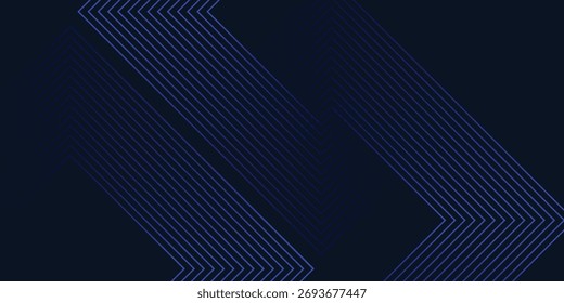Fundo abstrato azul escuro futurista com linhas de triângulo sobrepostas brilhantes, padrão geométrico brilhante moderno ideal para design de tecnologia.