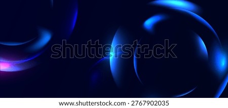 Futuristic dark blue abstract background with glowing curved shapes.