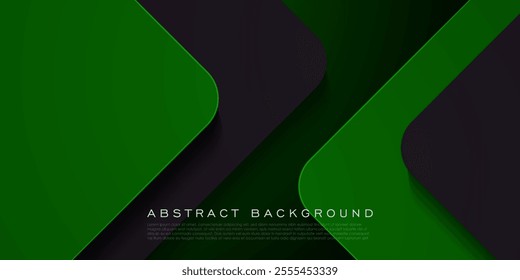 Futuristic dark gray and green triangle design geometric overlap papercut pattern background layer on dark color background. Eps10 vector