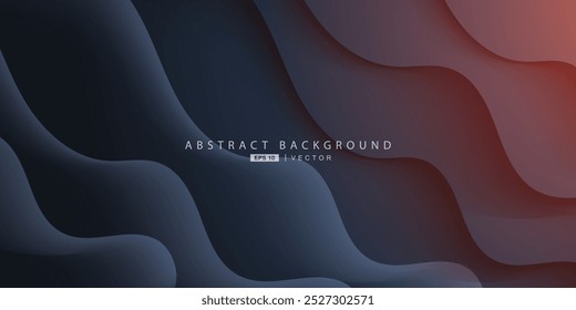 Futuristic dark gray wave abstract 3D background with realistic gradient color on background. Eps10 Illustration vector