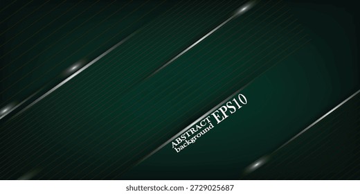 Plantilla de Vector de fondo abstracto verde oscuro futurista con líneas brillantes y luz.