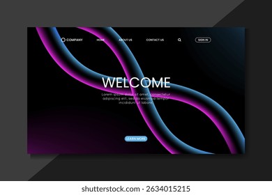 Futuristic Dark Landing Page with Intertwined Neon Gradient Waves