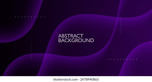 Fondo 3D abstracto de la onda púrpura oscura futurista con la sombra y las líneas onduladas. Color degradado púrpura negro oscuro en el fondo. Vector Eps10