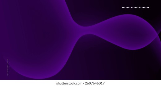 Futuristic dark purple wave abstract 3D background with shadow and wavy lines. Dark black purple gradient color on background.