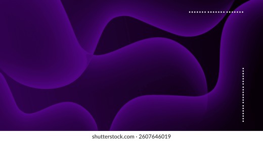 Futuristic dark purple wave abstract 3D background with shadow and wavy lines. Dark black purple gradient color on background.
