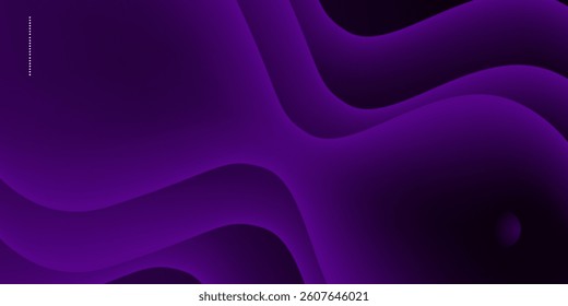 Futuristic dark purple wave abstract 3D background with shadow and wavy lines. Dark black purple gradient color on background.