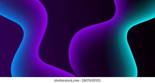 Futuristic dark purple wave abstract 3D background with shadow and wavy lines. Dark black purple gradient color on background.