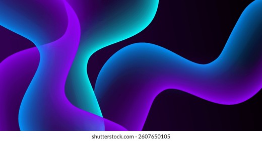 Futuristic dark purple wave abstract 3D background with shadow and wavy lines. Dark black purple gradient color on background.