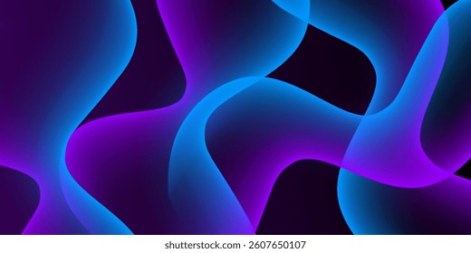 Futuristic dark purple wave abstract 3D background with shadow and wavy lines. Dark black purple gradient color on background.