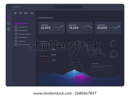 futuristic dark themed dashboard displaying holographic wireframe of a robotic arm concepts of robotics automation and intelligent machinery data analytics with manufacturing and industrial technology