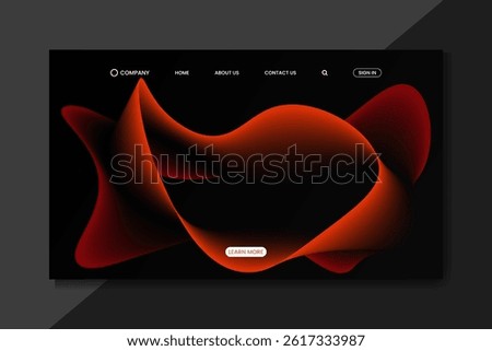 Futuristic Dark Web Landing Page with Red Orange Abstract Wave