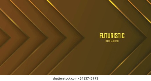 Futuristic dark yellow abstract background with gold lines and shadow, geometric shape overlap layers, graphic pattern banner template design