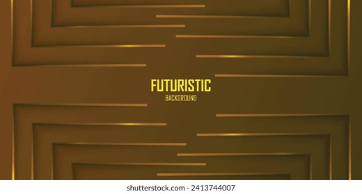 Futuristic dark yellow abstract background with gold lines and shadow, geometric shape overlap layers, graphic pattern banner template design