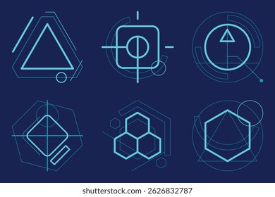 Futuristic Data HUD Interface Elements Vector illustration Set