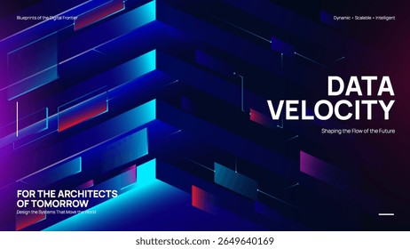 Futuristic Data Velocity Background - Abstract Tech Flow with Neon Gradient Lines and Digital Grid Elements