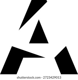 Letra futurista deconstruida Un ícono con Formas geométricas agudas, Un logotipo de Vector abstracto agudo y futurista con una letra deconstruida 'A' compuesta de triángulos geométricos fragmentados y Formas. Este moderno diseño minimalista simboliza la innovación, la precisión y la visión de futuro. Es una opción ideal para startups de tecnología, firmas de arquitectura, marcas de juegos, agencias de diseño creativo