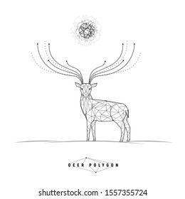 Futuristic deer with energy horns. Magic symbol. Christmas technology banner. Concept for business, science, technology.  Vector illustration .