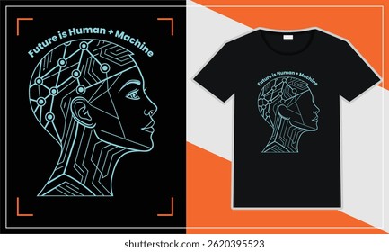 futuristic depiction of human and machine connection in digital and cybernetic art