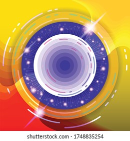 Futuristic design abstract background of yellow, purple and red circle. Eps 10 vector. 