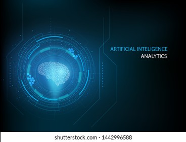 Futuristisches Design eines Gehirns der künstlichen Intelligenz ist auf Lernprozess und Problemlösung. Abstrakter digitaler und technologischer Hintergrund. Vektorillustration Illustration.