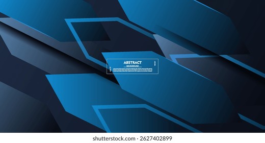 Futuristisches Design Hintergrund blauer Pfeil geometrischen Hintergrund 3D überlappende Muster Ebenen auf dunklem Hintergrund. Vektor eps10