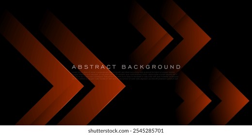 Diseño futurista de fondo negro oscuro con flecha naranja geométrica 3D de fondo superposición de la capa de patrón sobre fondo oscuro. Vector Eps10