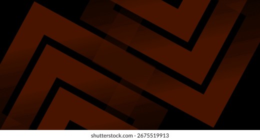 Futuristic design dark black background with orange arrow geometric 3D background overlap pattern layer on dark background. Eps10 vecto